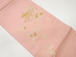 寿光織　銀糸庭園風景模様織出し開き名古屋帯（額縁仕立て）